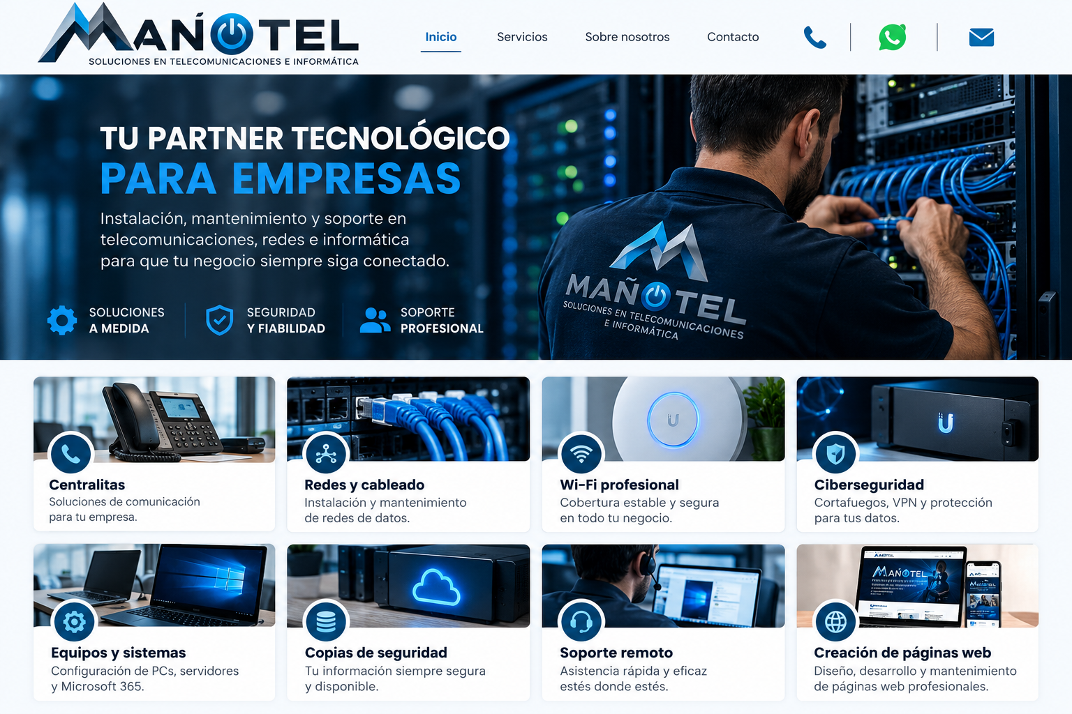 Servicios MAÑOTEL con creación de páginas web